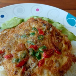 ข้าวไข่เจียวหมูสับ พริกซอย