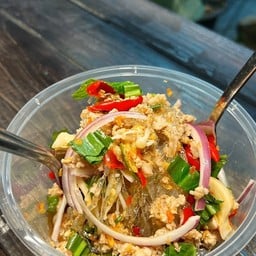 ยำหอมป้อม ข้าวไก่กรอบ สลัด (กรีนรูม)