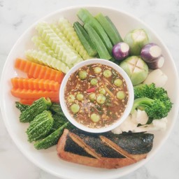 น้ำพริกกะปิปลาทู +เครื่องเคียงผัก