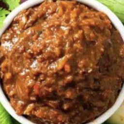 ปลาร้าสับทรงเครื่อง+ชุดผัก