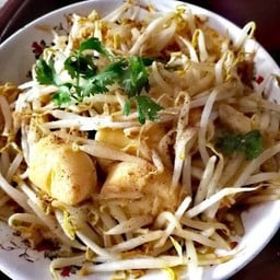 ข้าวราดผัดถั่วงอกเต้าหู้ไข่