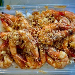 กุ้งกระเทียมราดข้าว