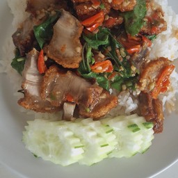 กระเพราหมูกรอบ
