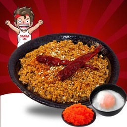 P.2โปรโมชั่น ข้าวผัดกระเทียมเนื้อสับซอสหม่าล่าอิ่มผู้ดี(L)+ไข่ออนเซ็น+ไข่กุ้ง