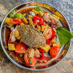 ส้มตำ หน่อไม้+ปูม้า+กุ้งสุก