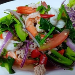 ยำคะน้ากุ้งสด