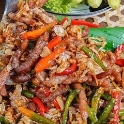 หมูทอดพริกสด(ราดข้าว)