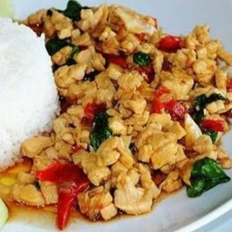 กะเพราไก่สับราดข้าว