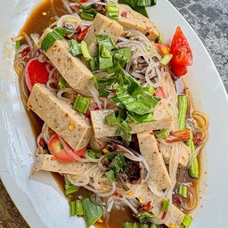 ส้มตำ เส้นเล็กปลาร้า/หมูยอ