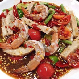 ตำเหลาหมูยอกุ้งสุก