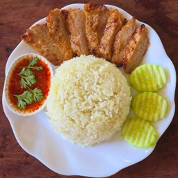 ข้าวหน้าพวงนมน้ำจิ้มแจ่ว