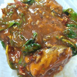 กระเพราปลากระป๋องราดข้าว