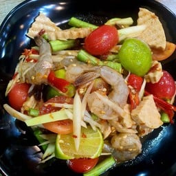 ตำเหลาหมูยอ+กุ้งสด