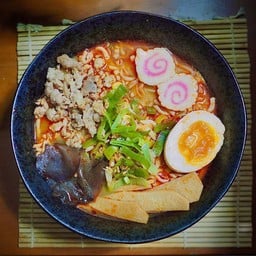 คาระทงคตซึราเมง(เผ็ด)+ไข่ดองโชยุ+หมูสับ Spice Tonkotsu Ramen+Pickled eeg+Minced pork