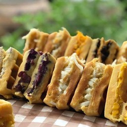 วาฟเฟิลสังขยา+ฝอยทอง