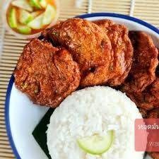 ทอดมันปลากราย+ข้าวสวย
