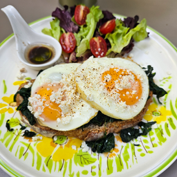 O3: Fried Eggs and Sauteed Spinach with Feta Cheese