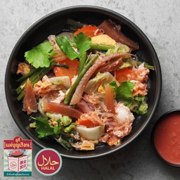 สุกี้ผัดแห้งปลาหมึกกรอบ