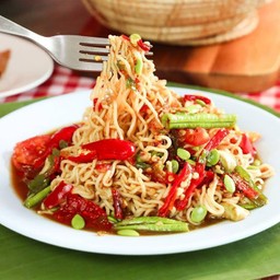 Instant noodles mix with Shrimp paste and Fermented fish sauce