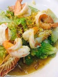 ผักกาดขาว ผัดกุ้ง