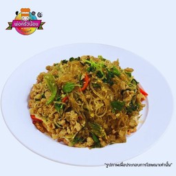 วุ้นเส้น ผัดกะเพราหมูสับ