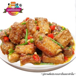 กะเพราซี่โครงหมูตุ๋น ราดข้าว