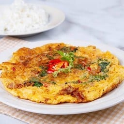 ข้าวไข่เจียว ใบกะเพรา หมูสับ