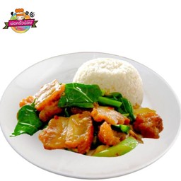 ผัดคะน้า ราดข้าว