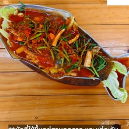 แกงส้มแป๊ะซะปลากระพงทอดกรอบXL