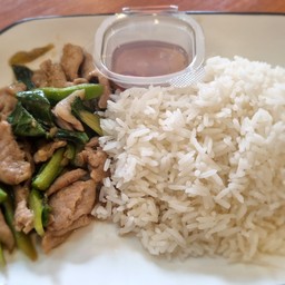 ผัดคะน้าน้ำมันหอยราดข้าว