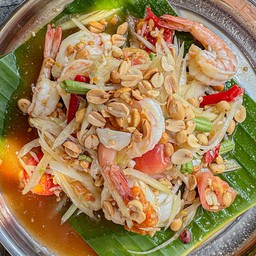 ส้มตำ ไทยไข่เค็ม+กุ้งสุก