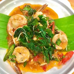 ผัดกระเพรากุ้ง(กับข้าว)