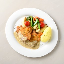 Crispy chiken with truffel sauce