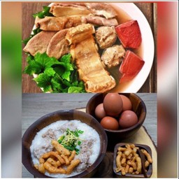 ชุดคอมโบ้ โจ๊กหมูล้วน + เกาเหลาซี่โครงเดือด ไข่ โก๋