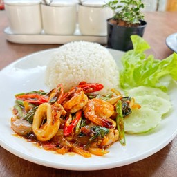 ข้าวราดผัดพริกเผา  (เลือกวัตถุดิบได้)