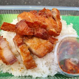 ข้าวสวย หมูสามชั้นทอด