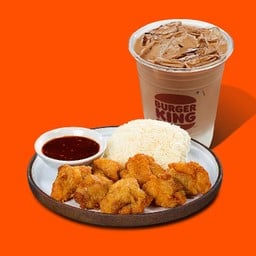 ลาเต้เย็น + ข้าวเหนียวไก่คั่วเกลือ