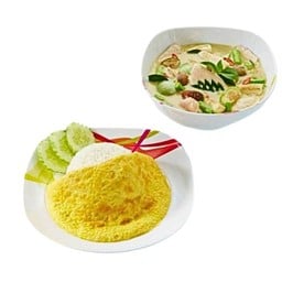 ข้าวไข่เจียว+แกงเขียวหวานไก่