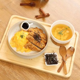 Tonkatsu with ome - rice & miso soup