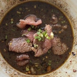 หมกแซ่บหมู(หมูลวกไม่สุกมากปรุงแซ่บ)