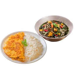 ข้าวไข่เจียว+แกงเห็ด