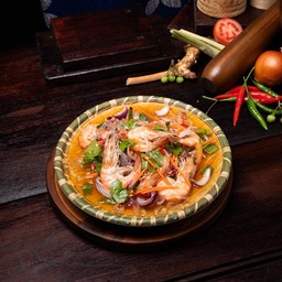 ยำเส้นแก้วกุ้งสด/สุก