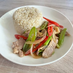 [อร่อยซ่ากับโค้ก] ผัดพริกราดข้าว +  โค้ก ไม่มีน้ำตาล (กระป๋อง)