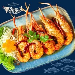 กุ้งแม่น้ำทอดราดซอสมะขาม
