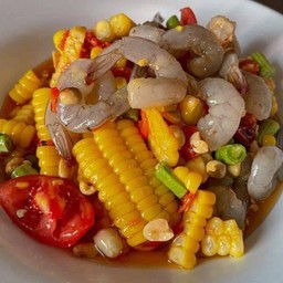 ยำข้าวโพดกุ้งสด