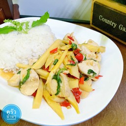 ผัดกะเพรา(หน่อไม้) (กับข้าว)