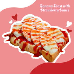 ปังปิ้งกล้วย ราดซอสสตรอเบอรี่