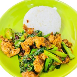 ข้าวผัดคะน้าหมูชิ้น หม่าล่า