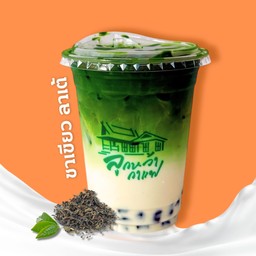 ชาเขียวลาเต้+บุกไข่มุก