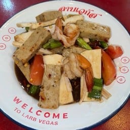 ตำยอดมะพร้าว หมูยอ+กุ้งสุก